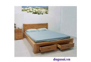 Giường ngủ gỗ sồi mỹ 2 hộc kéo đuôi.